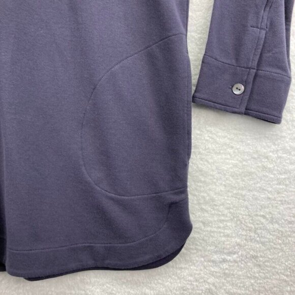 New Pure Jill Womens Duster Jacket Sz Large Prima Cotton Button Front Navy Blue - Picture 4 of 10